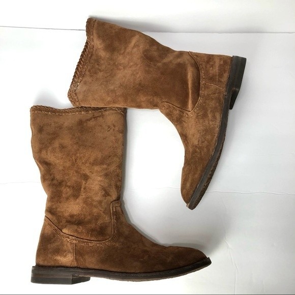 Trask Audra Boots Womens 10 M Pull On Zip Almond Toe Mid Calf Suede Casual - Picture 15 of 15